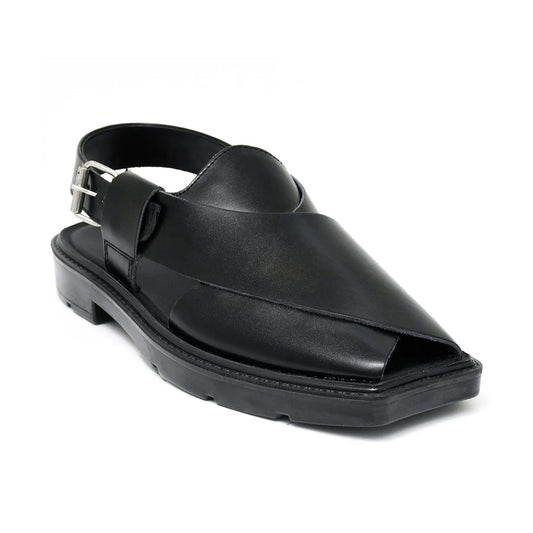 LEATHER PESHAWARI CHAPPAL - PAHARI-002 BLACK