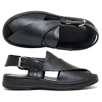 LEATHER PESHAWARI CHAPPAL - 4006 BLACK