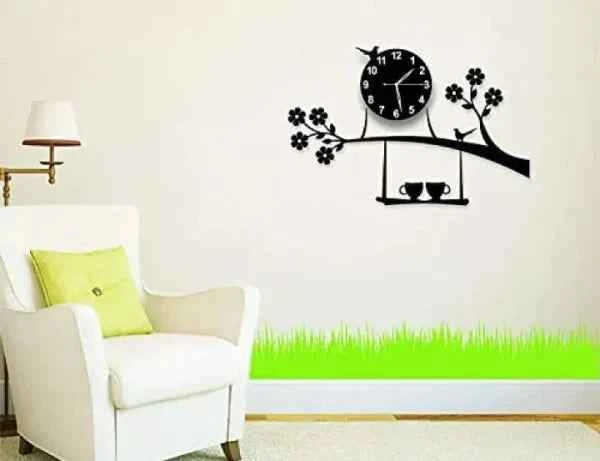 3D Wall Clock with Birds, Tree & Coffee Cups | DIY Wooden Decor