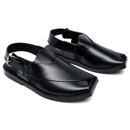 LEATHER PESHAWARI CHAPPAL - CD-08 BLACK