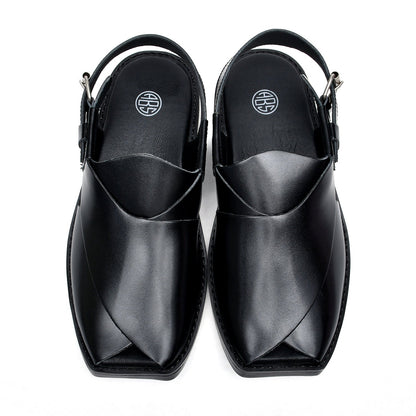 LEATHER PESHAWARI CHAPPAL - CD-08 BLACK