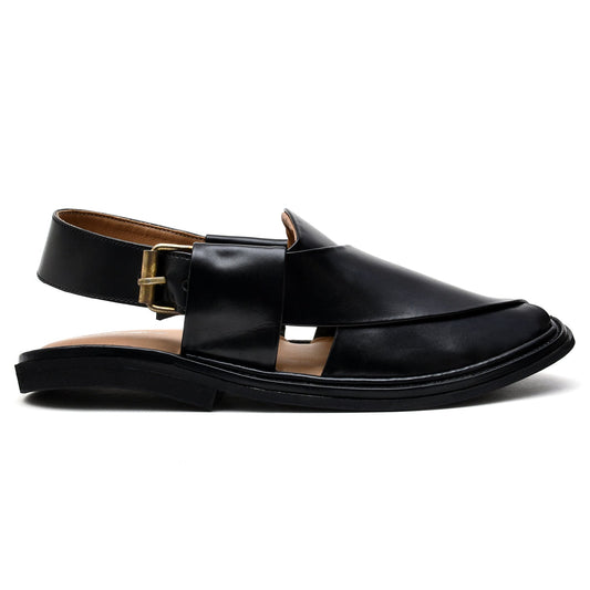 LEATHER PESHAWARI CHAPPAL - LCM-0001 BLACK