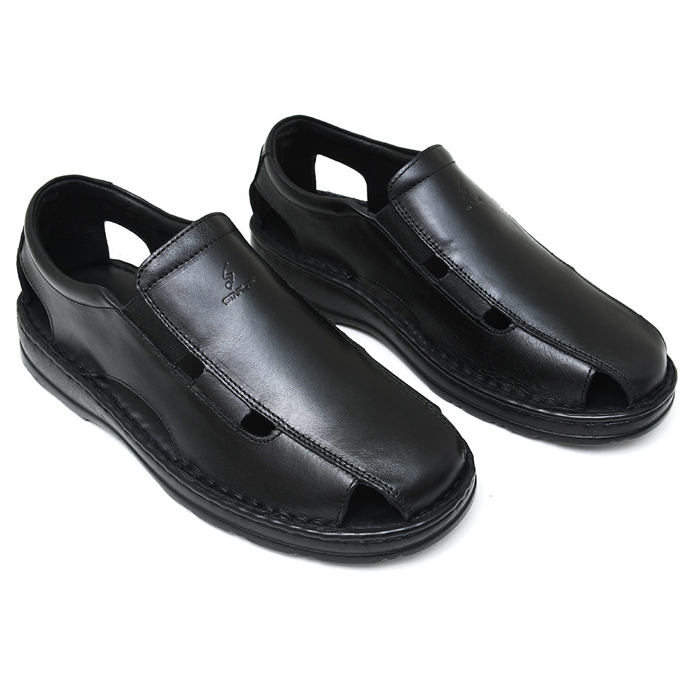 LEATHER SANDAL - 4007 BLACK