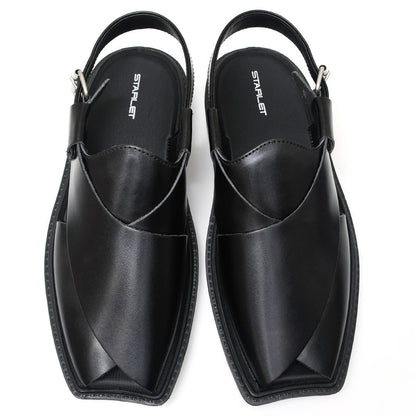LEATHER PESHAWARI  CHAPPAL - PAHARI-002 BLACK