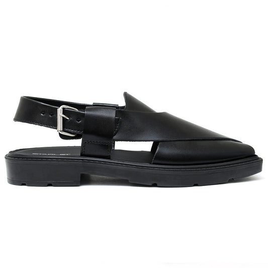 LEATHER PESHAWARI  CHAPPAL - PAHARI-002 BLACK