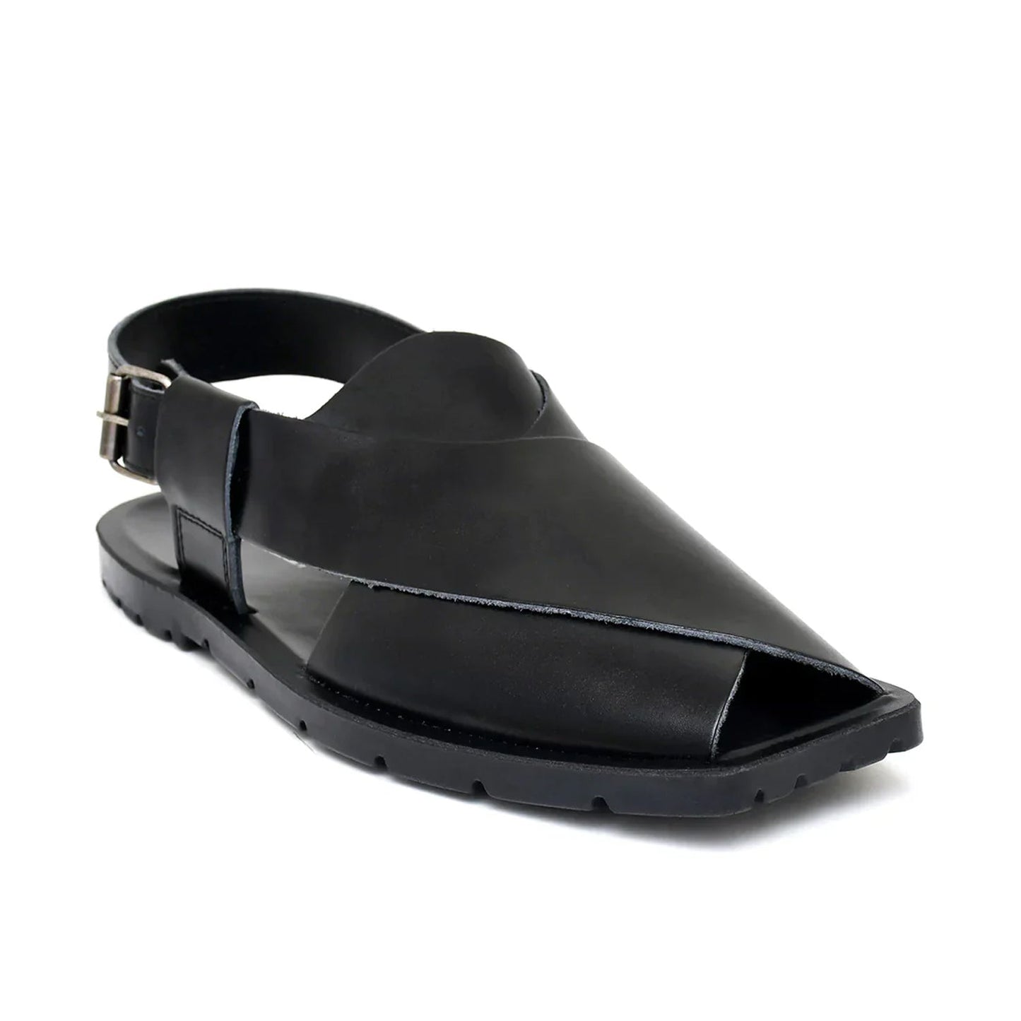 LEATHER PESHAWARI  CHAPPAL - NPT-01 BLACK