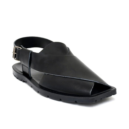 LEATHER PESHAWARI  CHAPPAL - NPT-01 BLACK