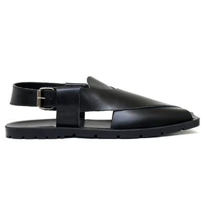 LEATHER PESHAWARI  CHAPPAL - NPT-01 BLACK