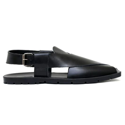 LEATHER PESHAWARI  CHAPPAL - NPT-01 BLACK