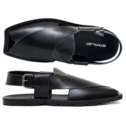 LEATHER PESHAWARI  CHAPPAL - NPT-01 BLACK