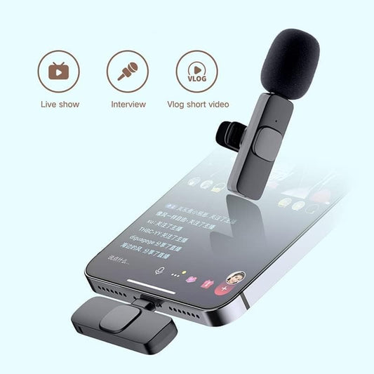 Phone with a microphone attachment on a light blue background